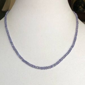 Hand Faceted Tanzanite Rondelle Bead Gemstones (64.27 cts) Necklace